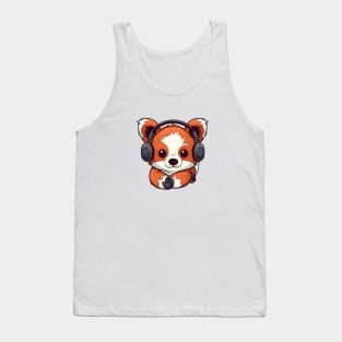 Cute Red Panda Listening To Music Tank Top